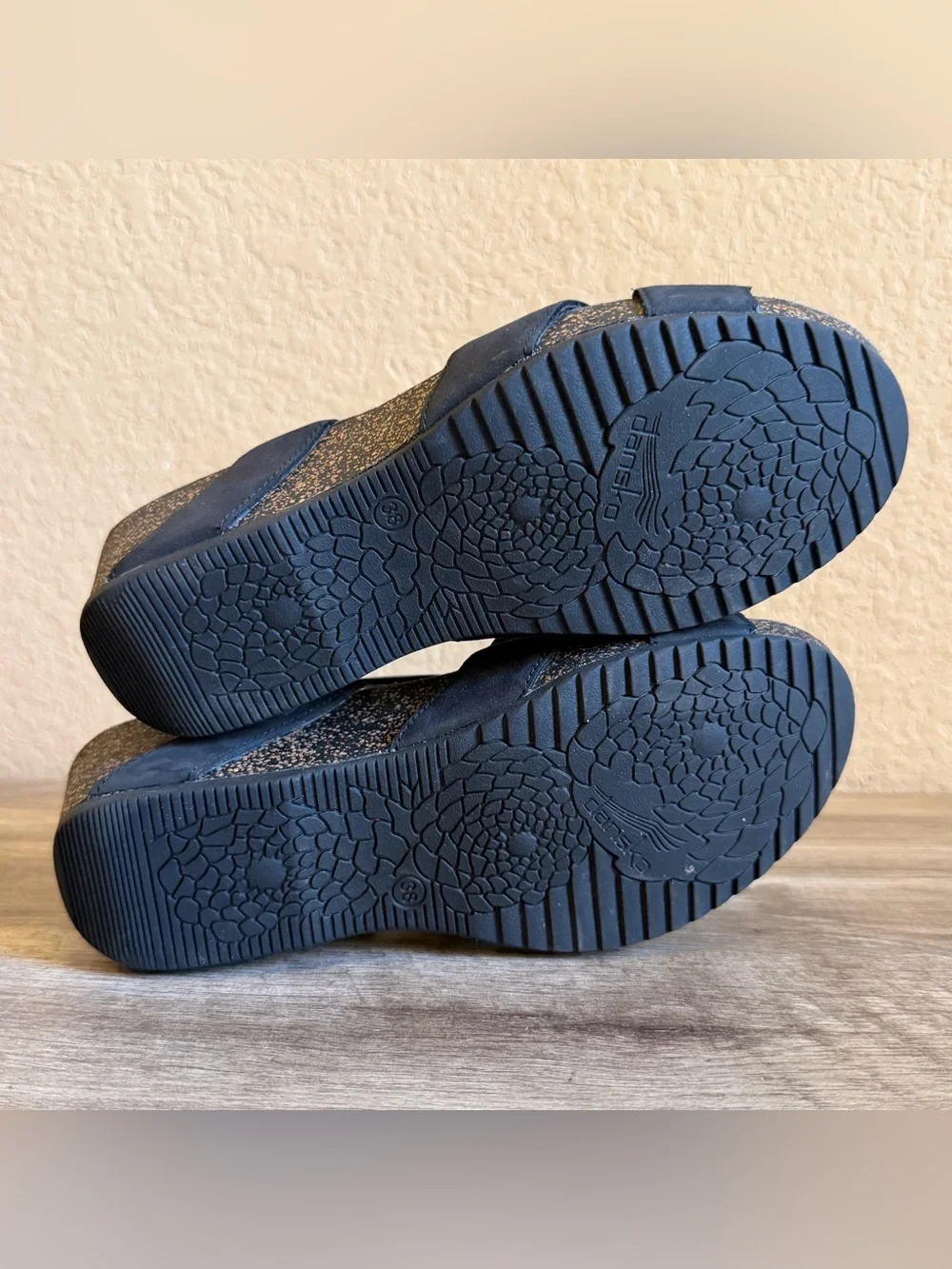 Dansko Susie slide sandals black milled nubuck leather decorative buckle